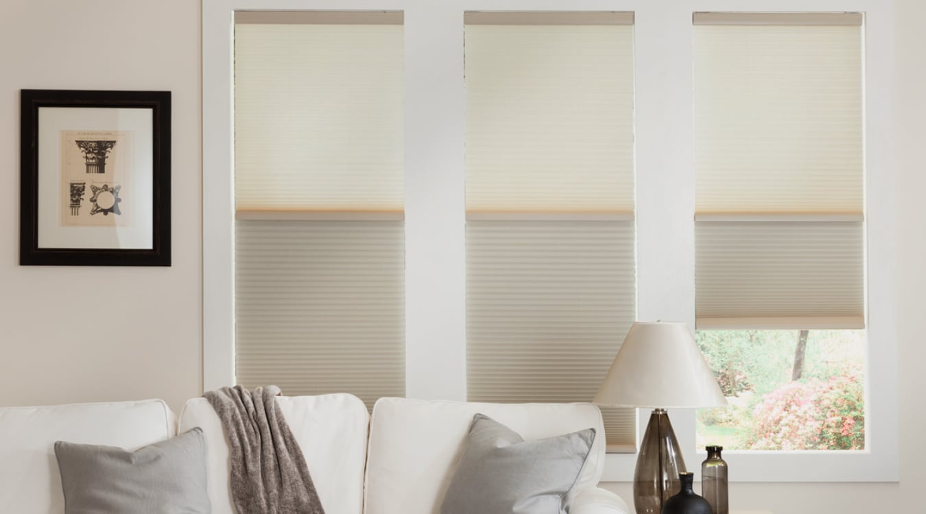 Cellular shades in a Southern California living room